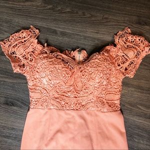 Coral Lace Summer Dress with slit BNWOT
